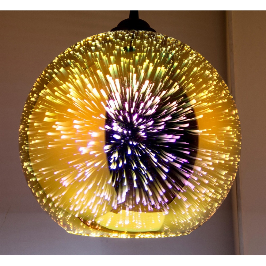 Ljuskrona med textilsladd 1xE27/60W/230V diameter 30 cm guld