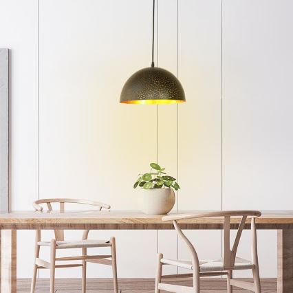 Ljuskrona med textilsladd 1xE27/60W/230V diameter 30 cm svart