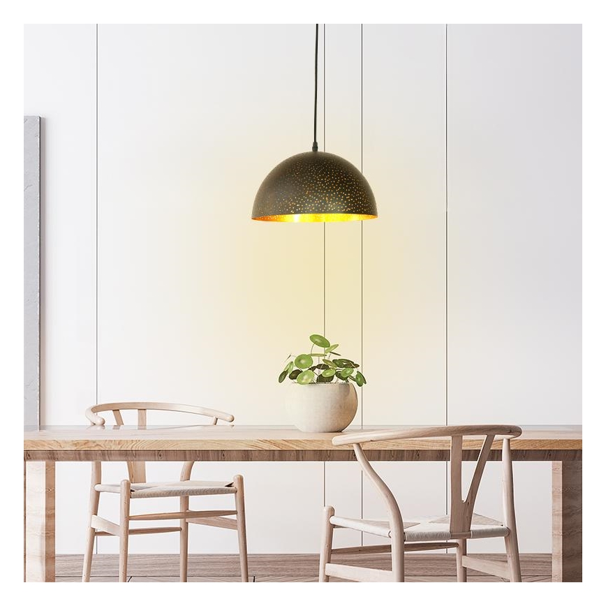 Ljuskrona med textilsladd 1xE27/60W/230V diameter 30 cm svart