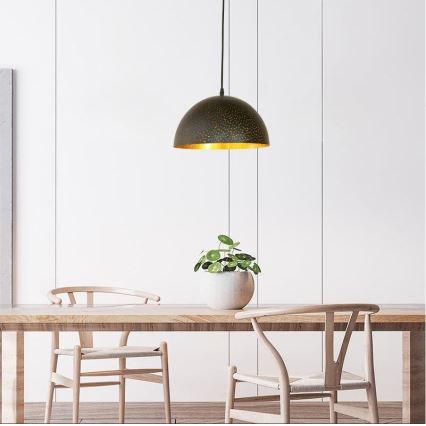 Ljuskrona med textilsladd 1xE27/60W/230V diameter 30 cm svart