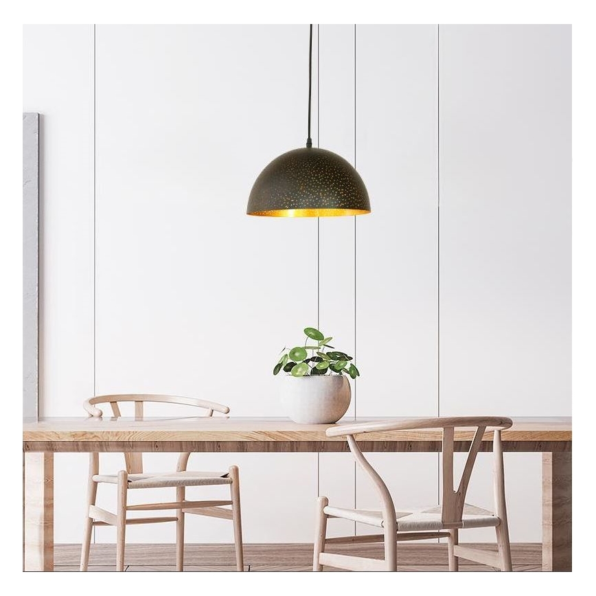 Ljuskrona med textilsladd 1xE27/60W/230V diameter 30 cm svart
