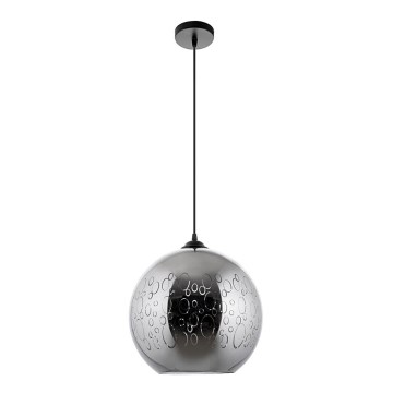 Ljuskrona med textilsladd 1xE27/60W/230V diameter 30 cm svart