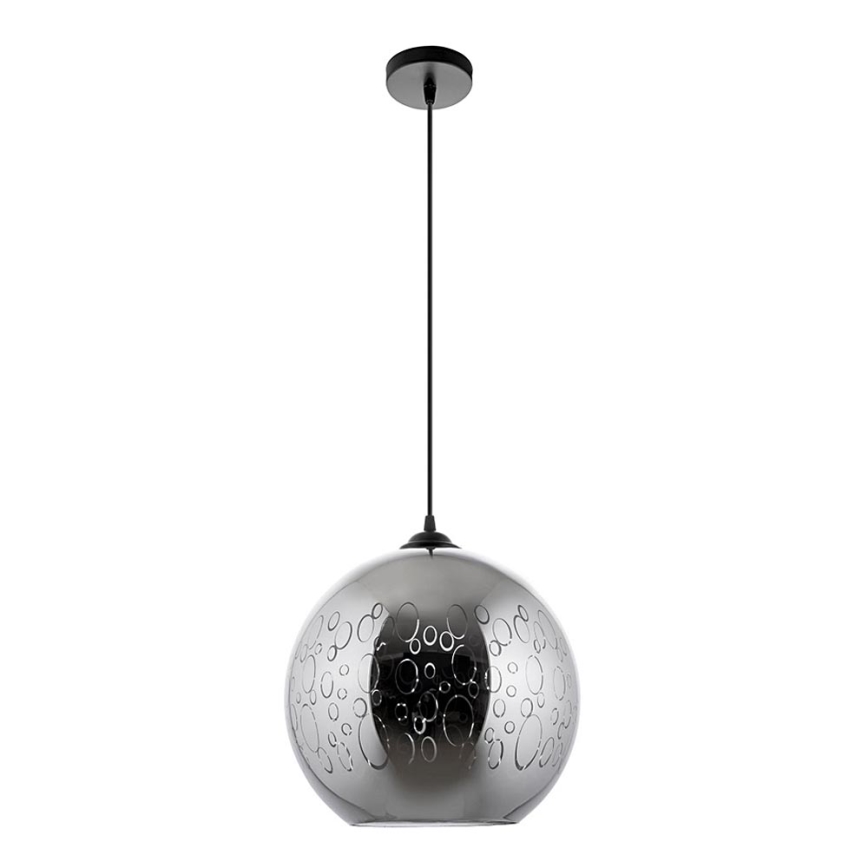 Ljuskrona med textilsladd 1xE27/60W/230V diameter 30 cm svart
