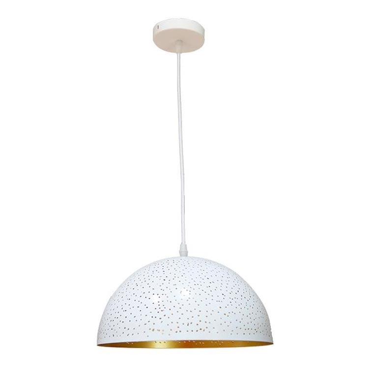 Ljuskrona med textilsladd 1xE27/60W/230V diameter 30 cm vit
