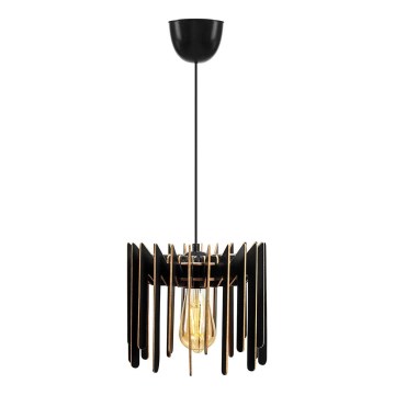 Ljuskrona med textilsladd 1xE27/60W/230V svart diameter 23 cm