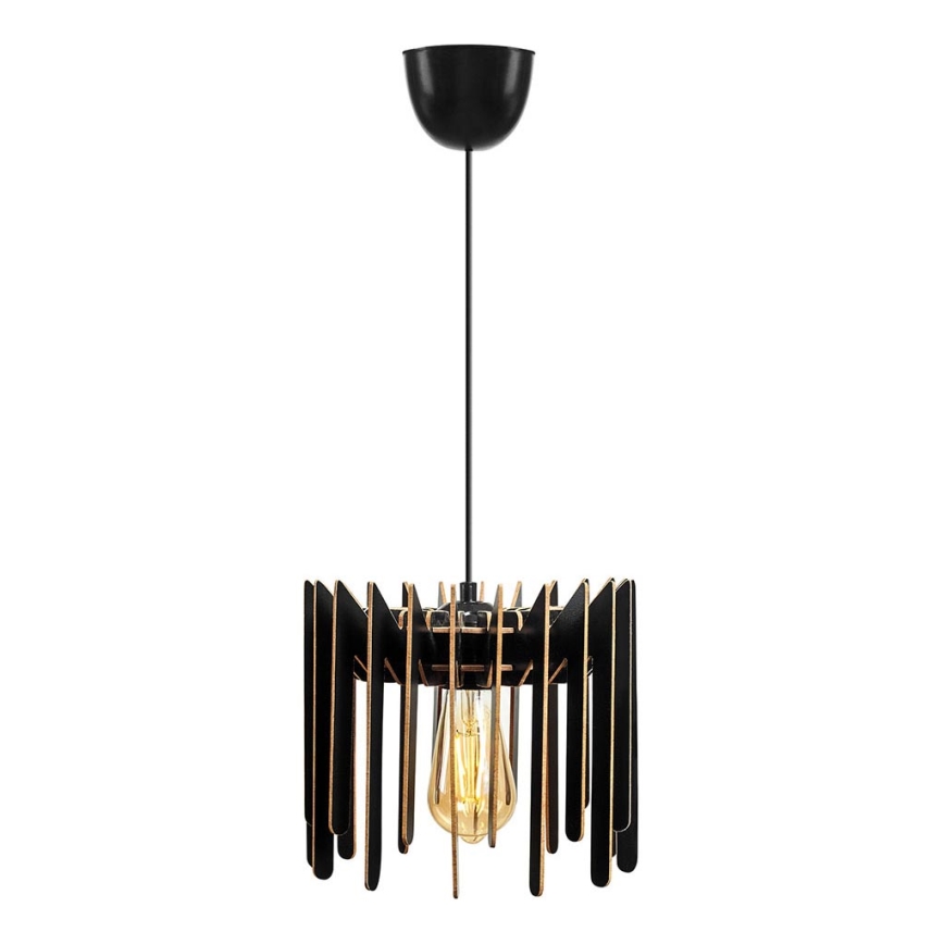 Ljuskrona med textilsladd 1xE27/60W/230V svart diameter 23 cm