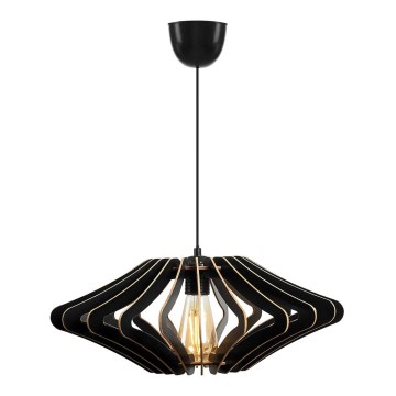 Ljuskrona med textilsladd 1xE27/60W/230V svart diameter 47 cm