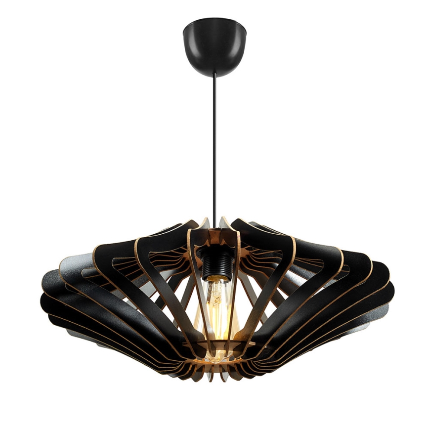 Ljuskrona med textilsladd 1xE27/60W/230V svart diameter 47 cm