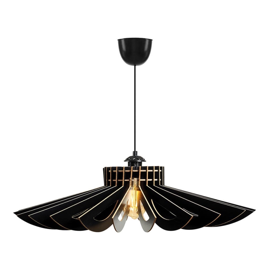 Ljuskrona med textilsladd 1xE27/60W/230V svart diameter 52 cm