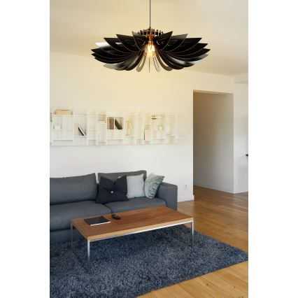 Ljuskrona med textilsladd 1xE27/60W/230V svart diameter 52 cm