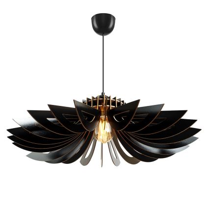 Ljuskrona med textilsladd 1xE27/60W/230V svart diameter 52 cm