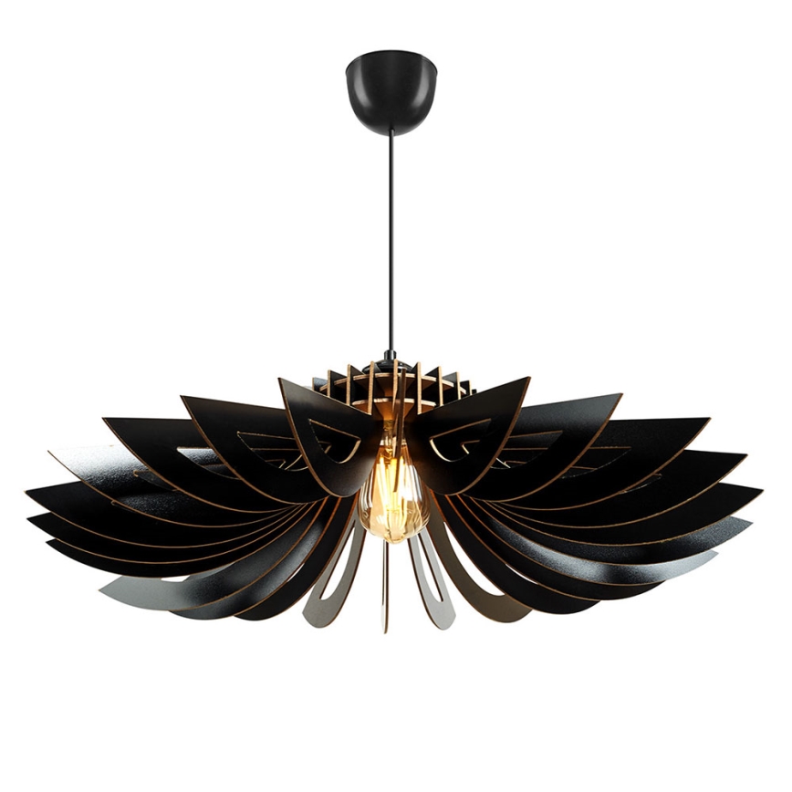 Ljuskrona med textilsladd 1xE27/60W/230V svart diameter 52 cm