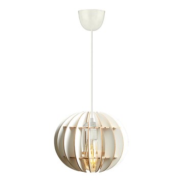 Ljuskrona med textilsladd 1xE27/60W/230V vit diameter 20 cm