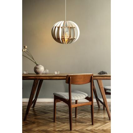 Ljuskrona med textilsladd 1xE27/60W/230V vit diameter 20 cm