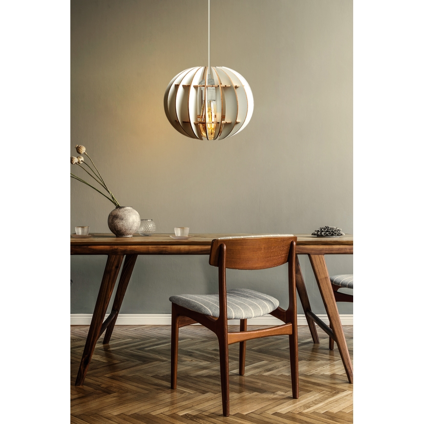 Ljuskrona med textilsladd 1xE27/60W/230V vit diameter 20 cm