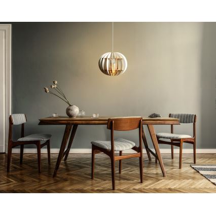 Ljuskrona med textilsladd 1xE27/60W/230V vit diameter 20 cm