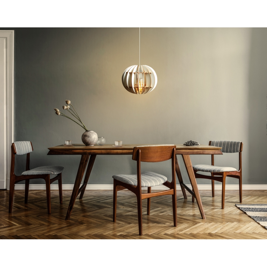 Ljuskrona med textilsladd 1xE27/60W/230V vit diameter 20 cm