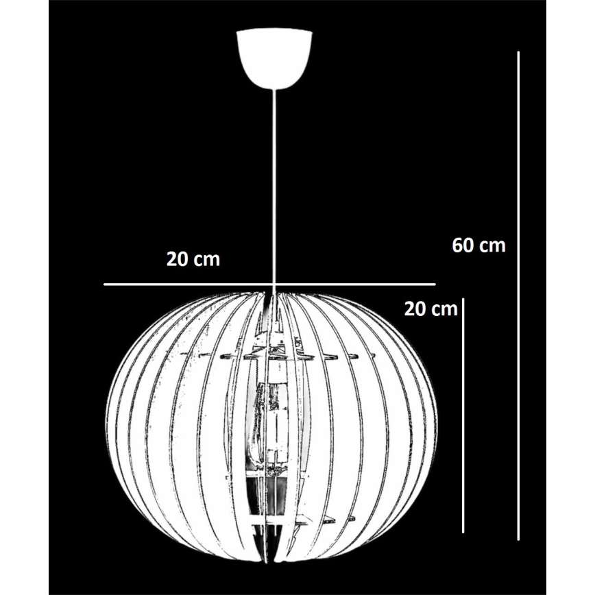 Ljuskrona med textilsladd 1xE27/60W/230V vit diameter 20 cm