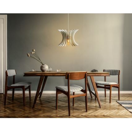 Ljuskrona med textilsladd 1xE27/60W/230V vit diameter 20 cm