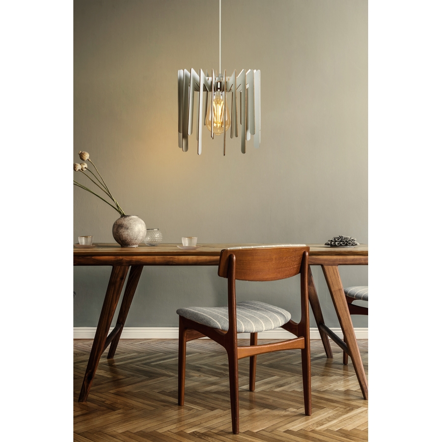 Ljuskrona med textilsladd 1xE27/60W/230V vit diameter 23 cm