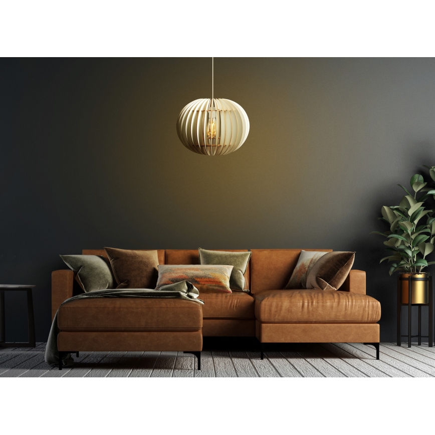 Ljuskrona med textilsladd 1xE27/60W/230V vit diameter 36 cm