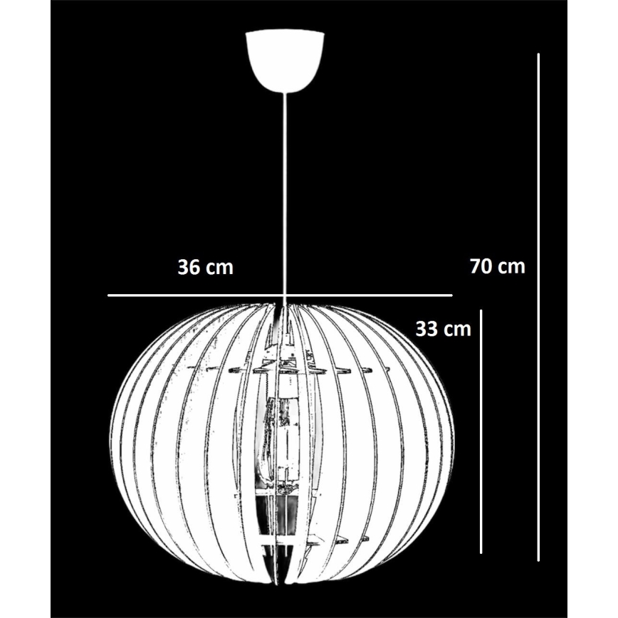 Ljuskrona med textilsladd 1xE27/60W/230V vit diameter 36 cm