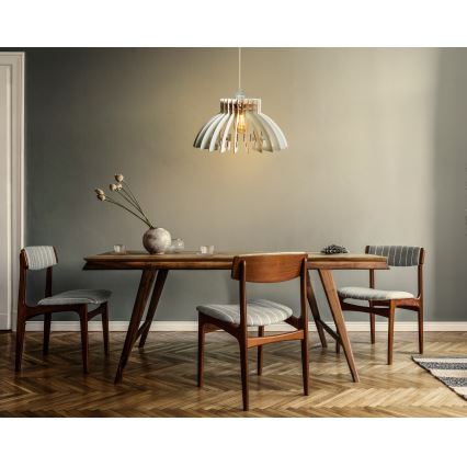Ljuskrona med textilsladd 1xE27/60W/230V vit diameter 39 cm