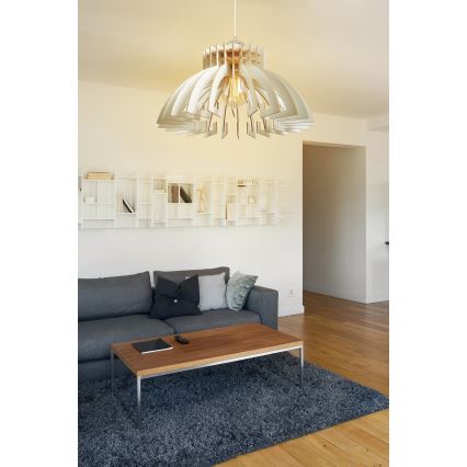 Ljuskrona med textilsladd 1xE27/60W/230V vit diameter 39 cm
