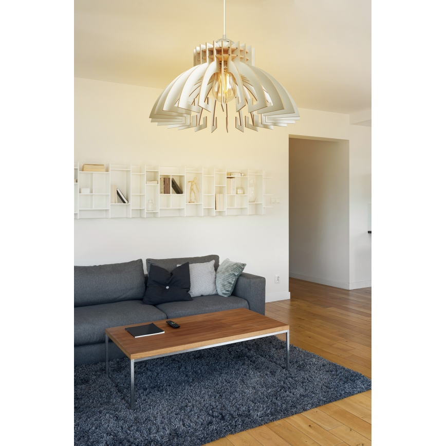 Ljuskrona med textilsladd 1xE27/60W/230V vit diameter 39 cm