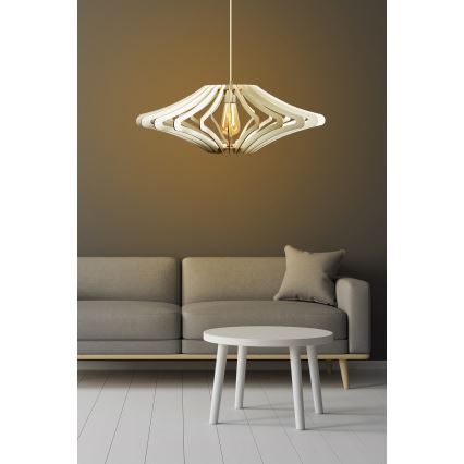 Ljuskrona med textilsladd 1xE27/60W/230V vit diameter 59 cm