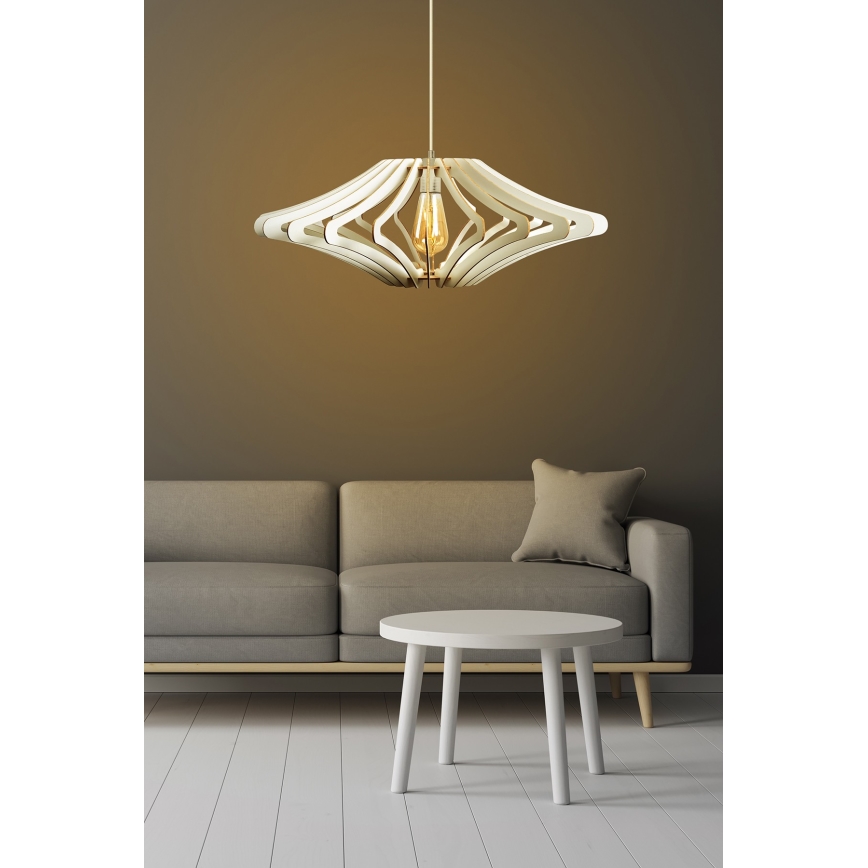 Ljuskrona med textilsladd 1xE27/60W/230V vit diameter 59 cm