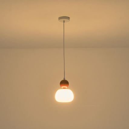 Ljuskrona med textilsladd 1xG9/7W/230V vit/brun