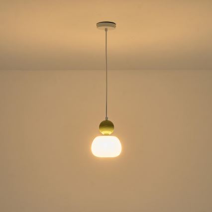 Ljuskrona med textilsladd 1xG9/7W/230V vit/grön