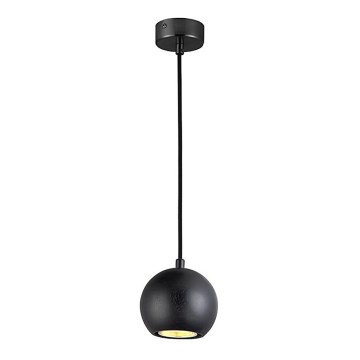 Ljuskrona med textilsladd 1xGU10/10W/230V ask/massivt trä svart