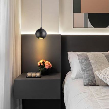Ljuskrona med textilsladd 1xGU10/10W/230V ask/massivt trä svart