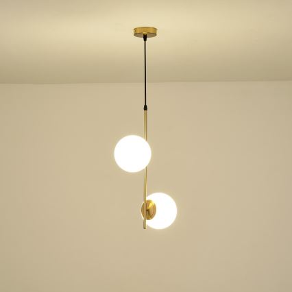 Ljuskrona med textilsladd 2xE27/40W/230V mässing