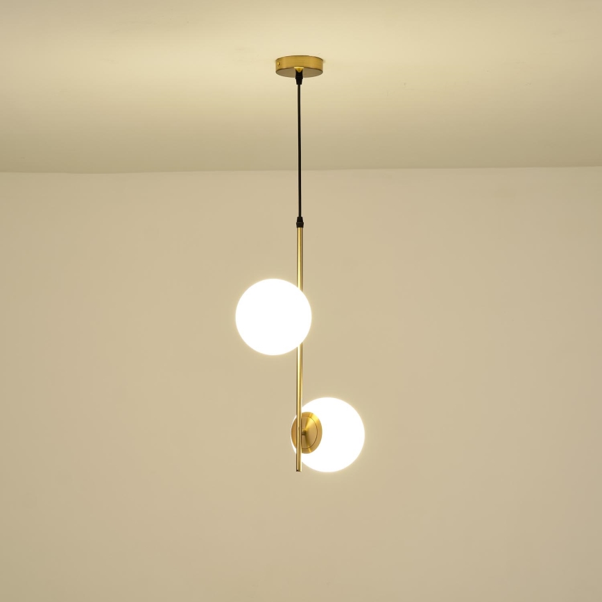 Ljuskrona med textilsladd 2xE27/40W/230V mässing