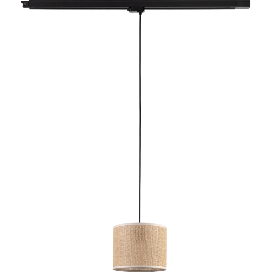 Ljuskrona med textilsladd för 3-fas skensystem TRACER 1xE27/15W/230V diameter 20 cm svart/brun