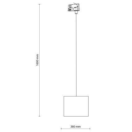 Ljuskrona med textilsladd för 3-fas skensystem TRACER 1xE27/15W/230V diameter 20 cm svart/brun