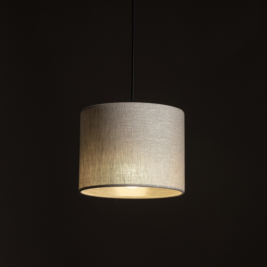 Ljuskrona med textilsladd för 3-fas skensystem TRACER 1xE27/15W/230V diameter 20 cm svart/grå