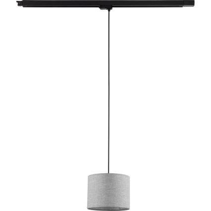 Ljuskrona med textilsladd för 3-fas skensystem TRACER 1xE27/15W/230V diameter 20 cm svart/grå