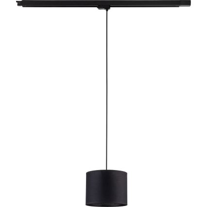 Ljuskrona med textilsladd för 3-fas skensystem TRACER 1xE27/15W/230V diameter 20 cm svart