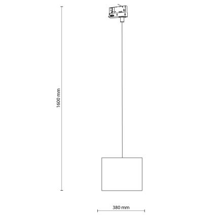 Ljuskrona med textilsladd för 3-fas skensystem TRACER 1xE27/15W/230V diameter 20 cm svart