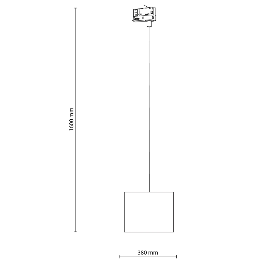 Ljuskrona med textilsladd för 3-fas skensystem TRACER 1xE27/15W/230V diameter 20 cm svart