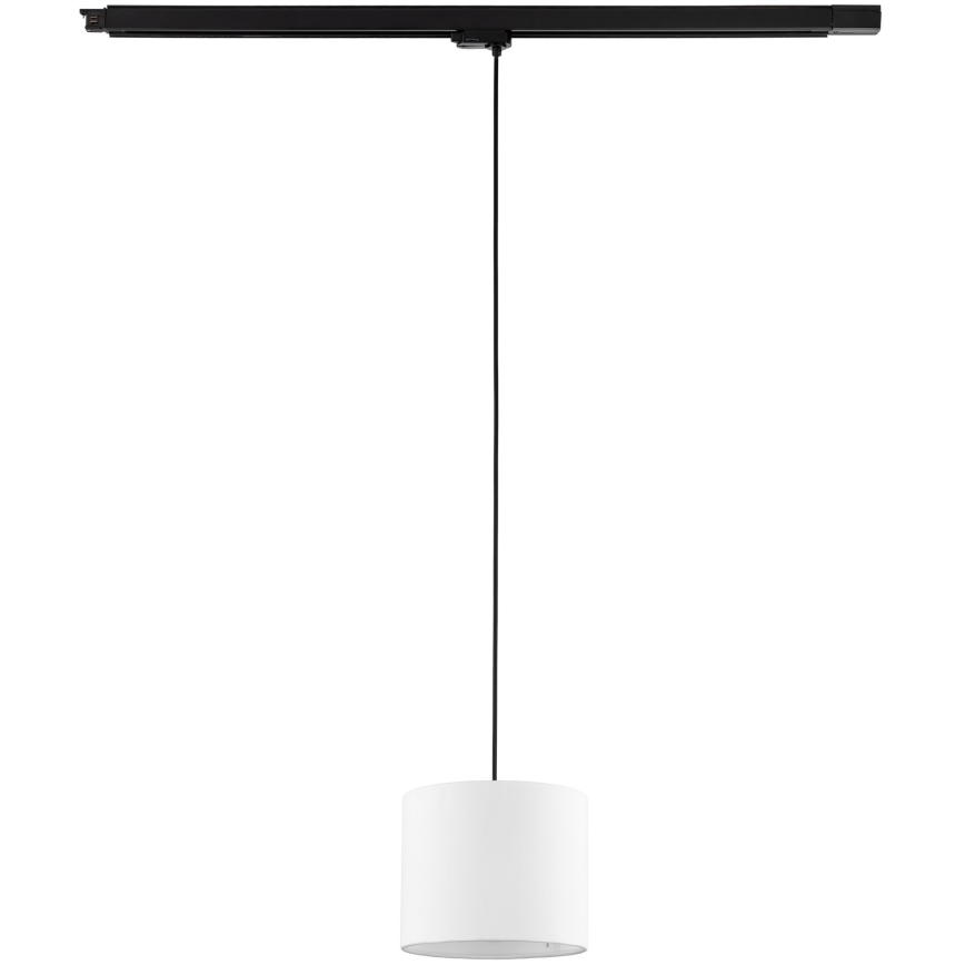 Ljuskrona med textilsladd för 3-fas skensystem TRACER 1xE27/15W/230V diameter 20 cm svart/vit