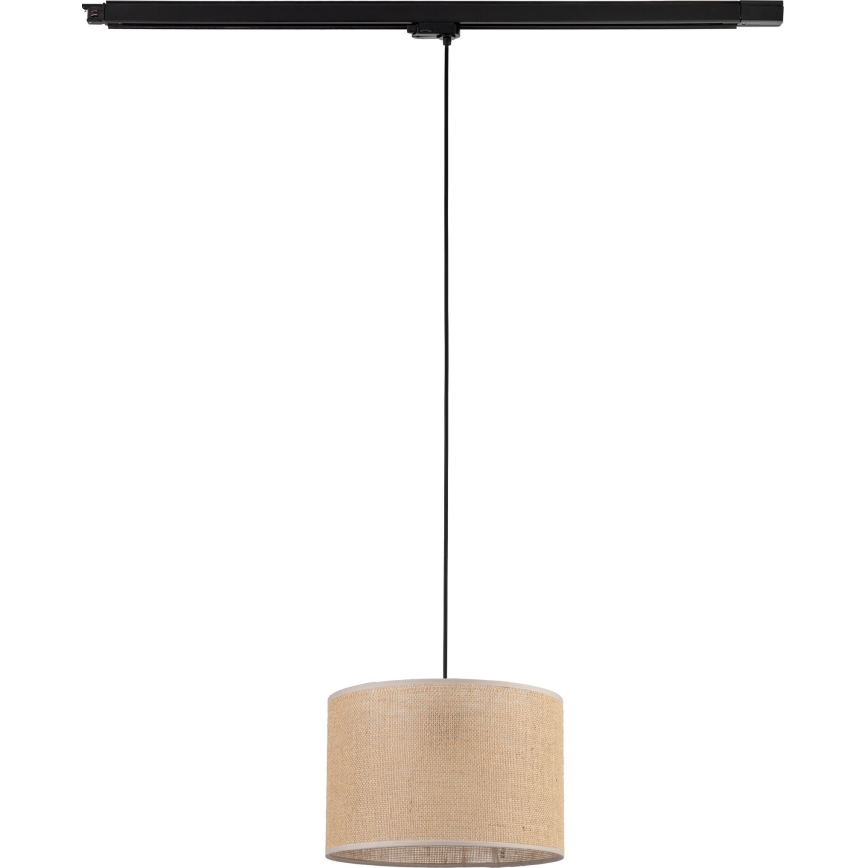 Ljuskrona med textilsladd för 3-fas skensystem TRACER 1xE27/15W/230V diameter 30 cm svart/brun