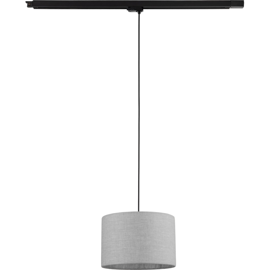 Ljuskrona med textilsladd för 3-fas skensystem TRACER 1xE27/15W/230V diameter 30 cm svart/grå