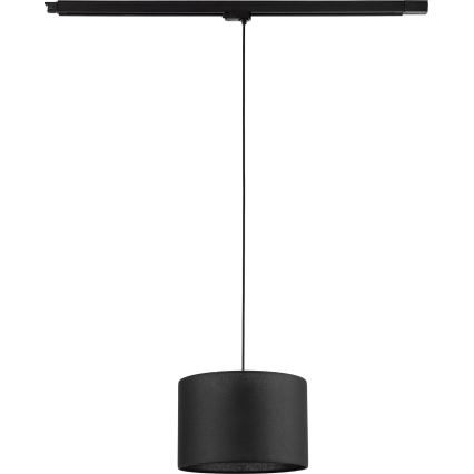 Ljuskrona med textilsladd för 3-fas skensystem TRACER 1xE27/15W/230V diameter 30 cm svart