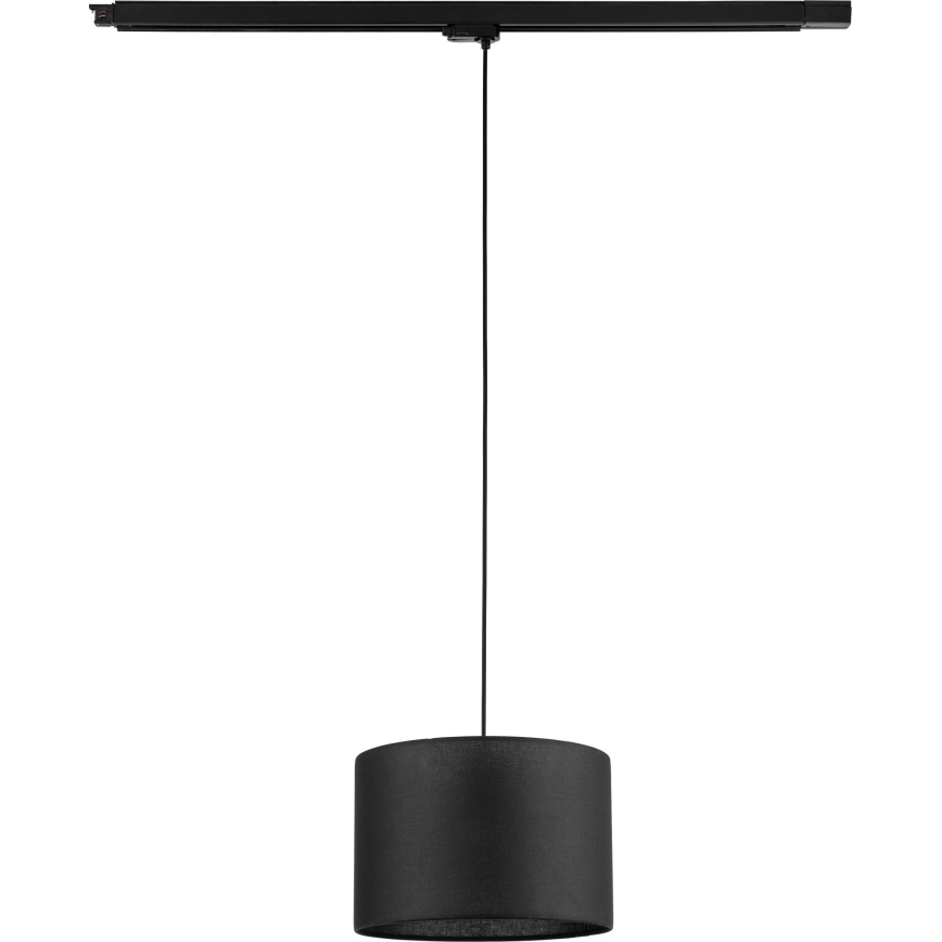 Ljuskrona med textilsladd för 3-fas skensystem TRACER 1xE27/15W/230V diameter 30 cm svart