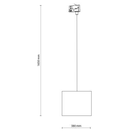 Ljuskrona med textilsladd för 3-fas skensystem TRACER 1xE27/15W/230V diameter 30 cm svart/vit